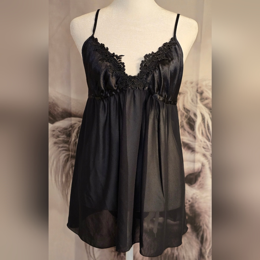 Intimo Donatella Medium Black Babydoll Nighty Set